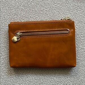 Yellow Orange Leather Coin Pouch Wallet